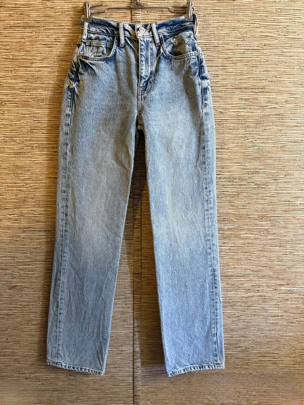 FRAME Jeans Women’s Size 23x33.5 Light Wash Blue Distress Straight Leg